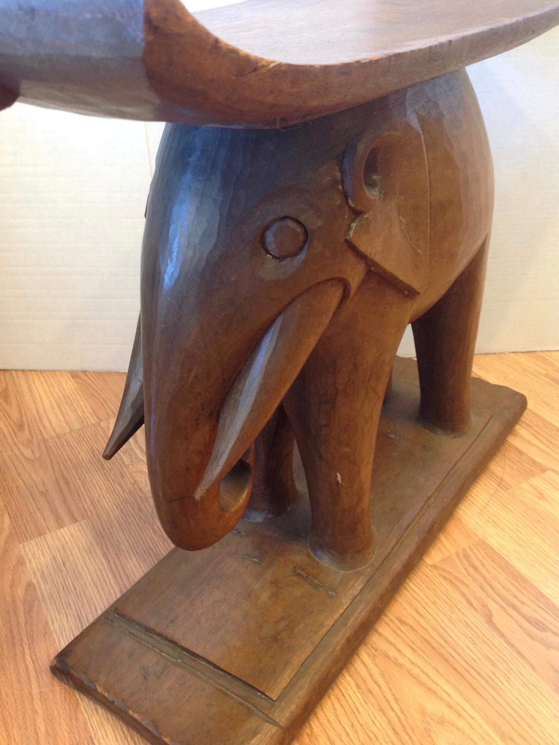 Wood Elephant Form Ashanti Bench
