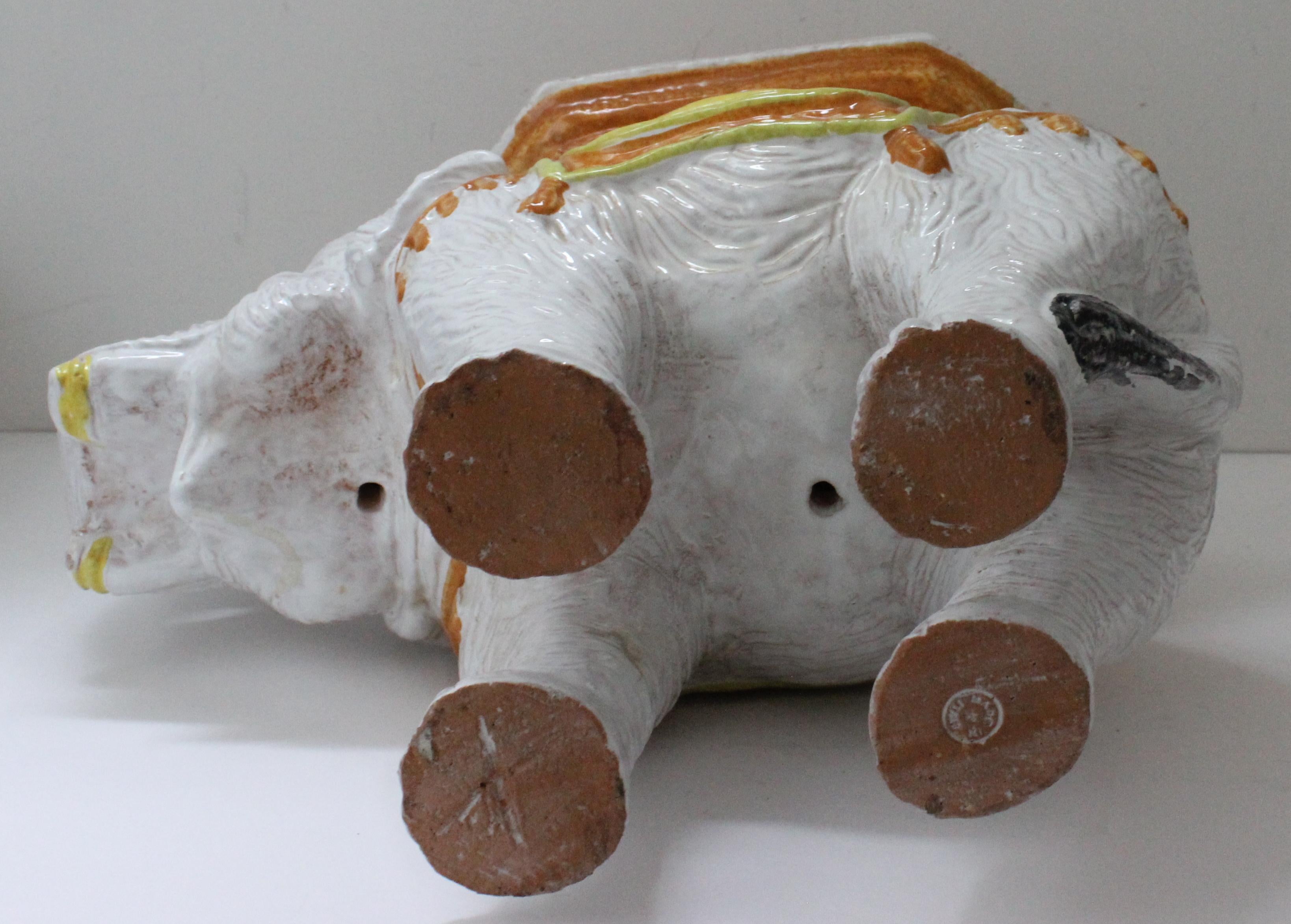 Elephant Form Terracotta Garden Stool or Drinks Table For Sale 4