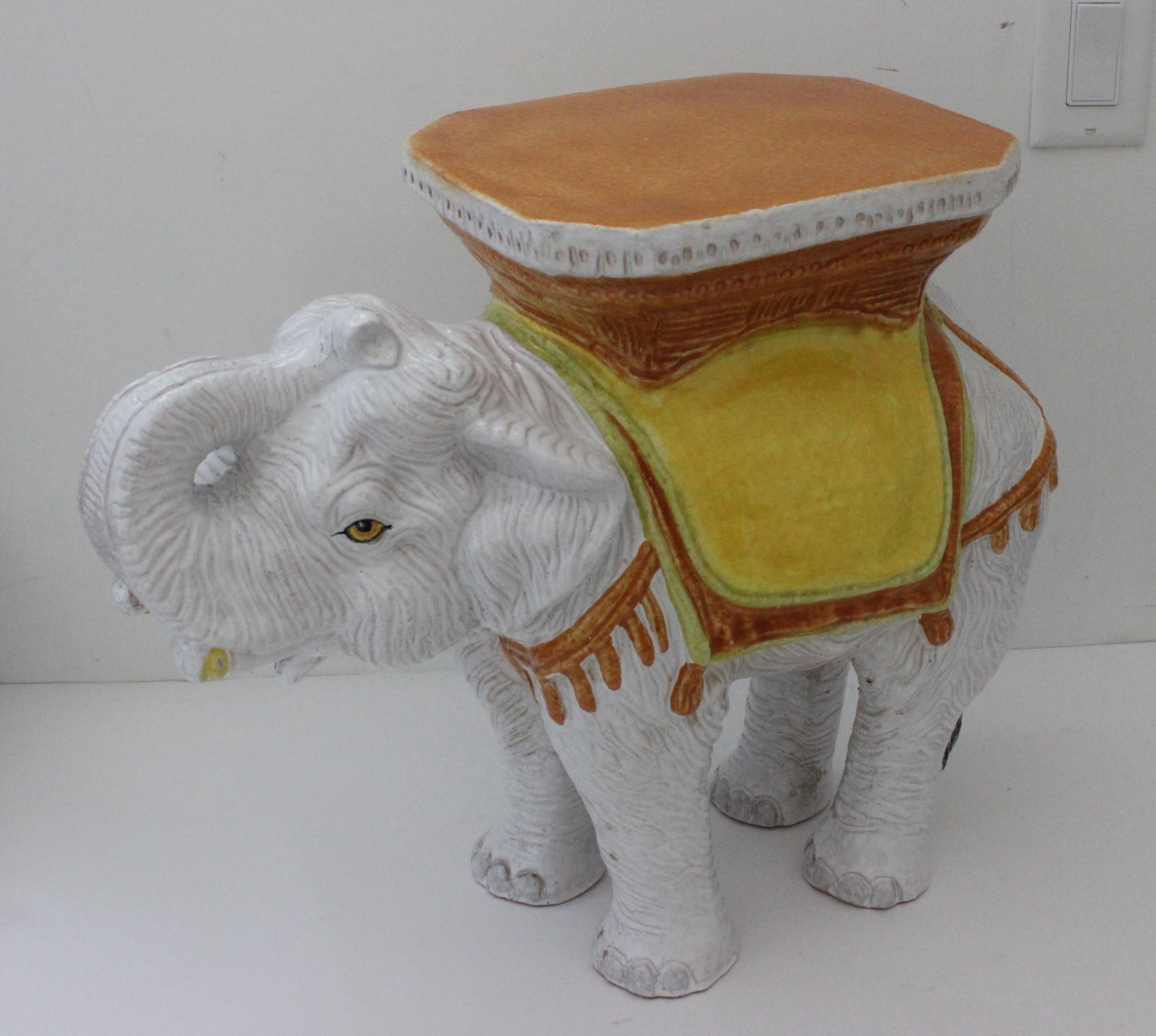 Elephant Form Terracotta Garden Stool or Drinks Table For Sale 9