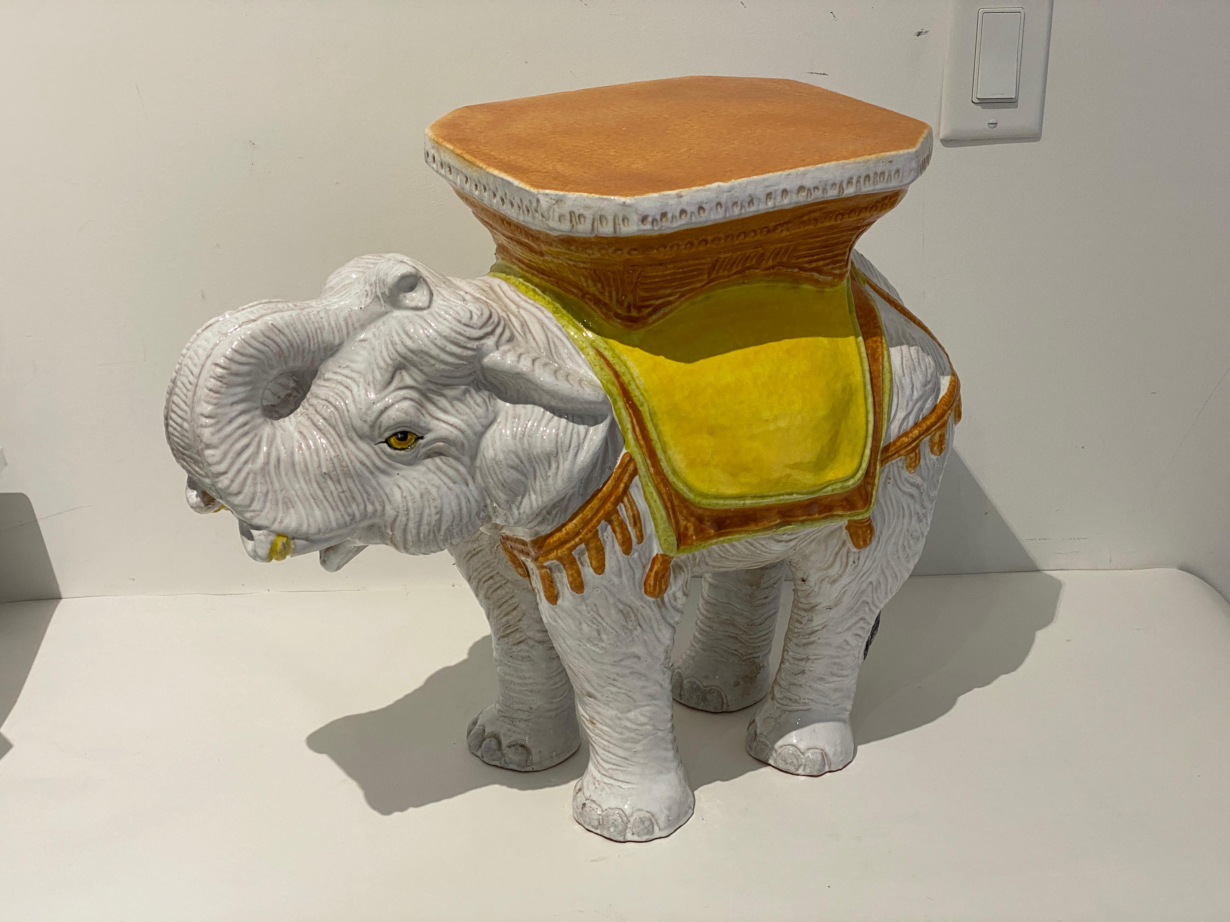Elephant Form Terracotta Garden Stool or Drinks Table For Sale 10