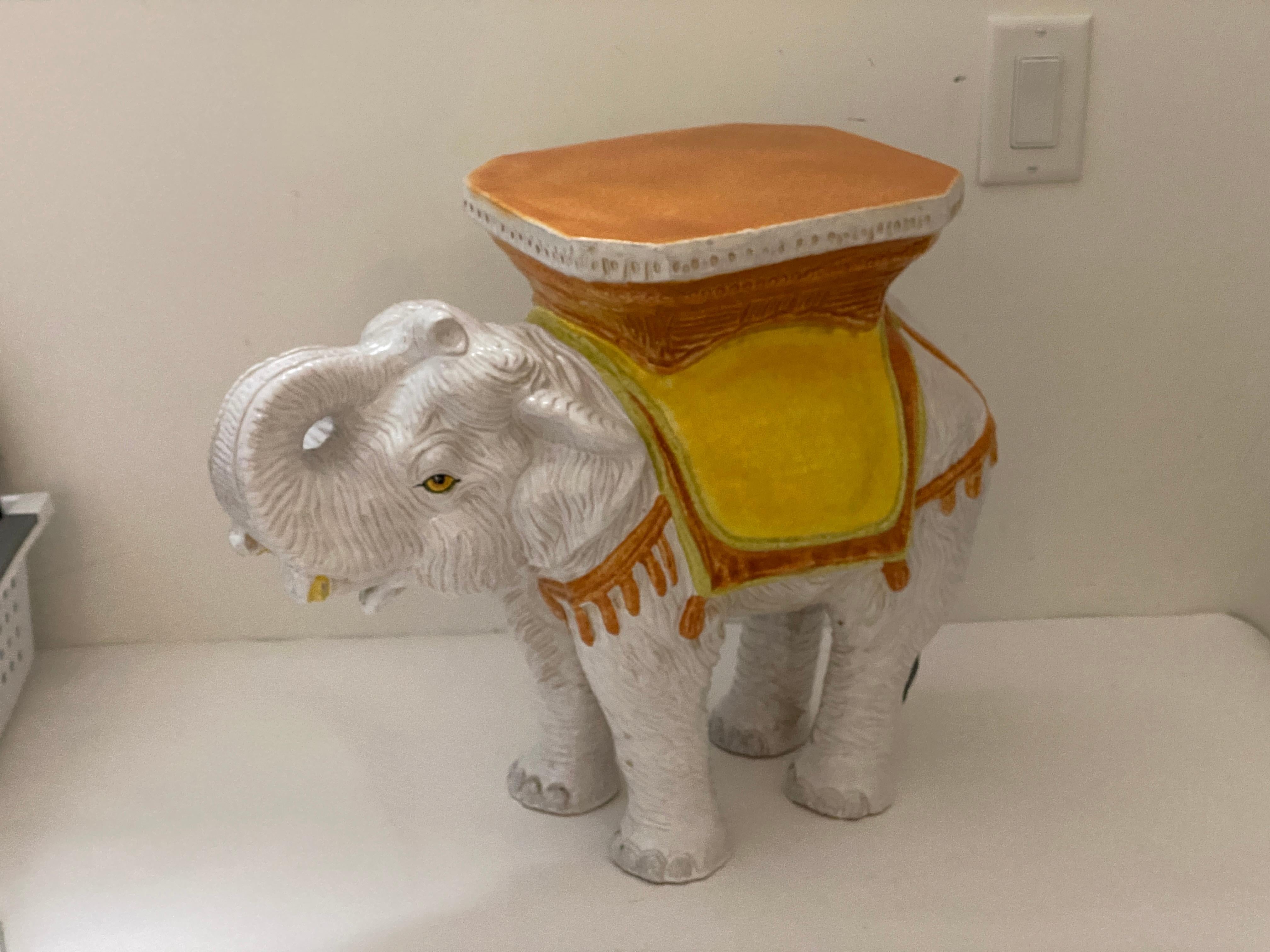 Elephant Form Terracotta Garden Stool or Drinks Table For Sale 11