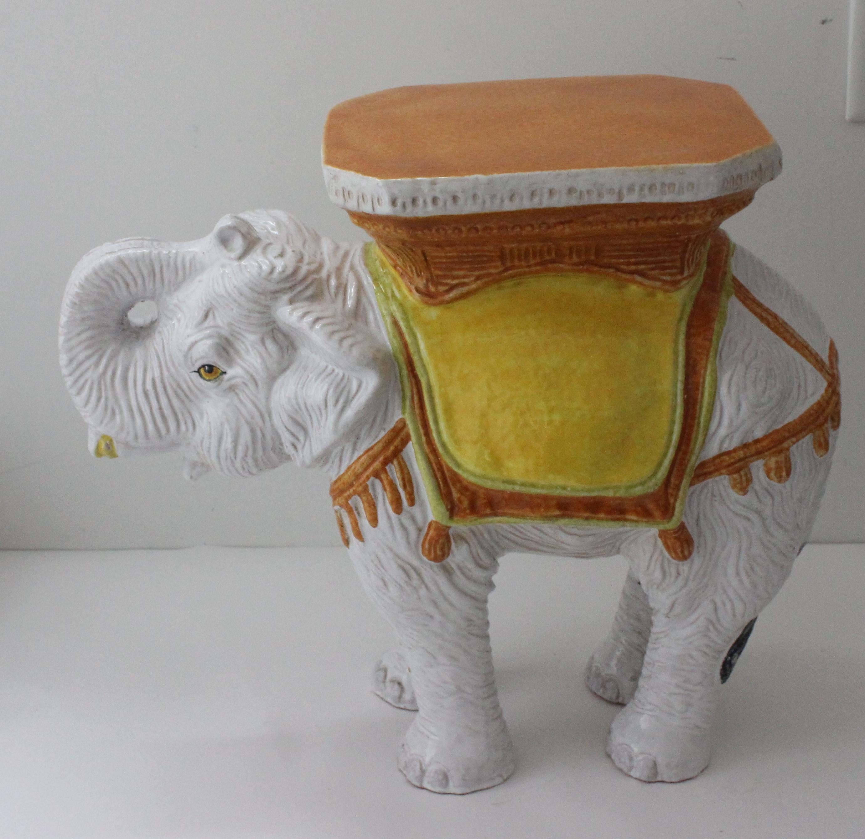 Hollywood Regency Elephant Form Terracotta Garden Stool or Drinks Table