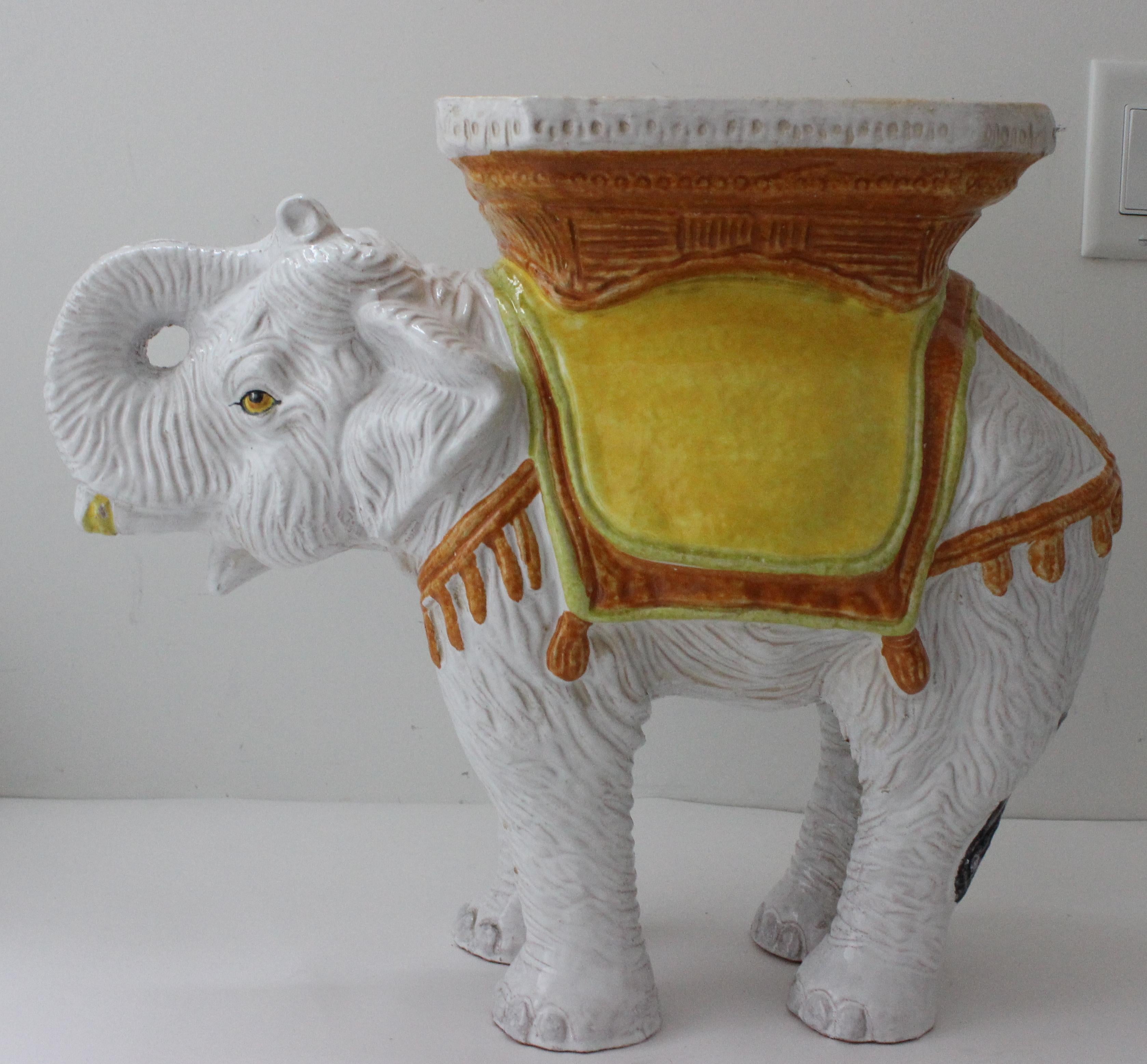 Italian Elephant Form Terracotta Garden Stool or Drinks Table For Sale