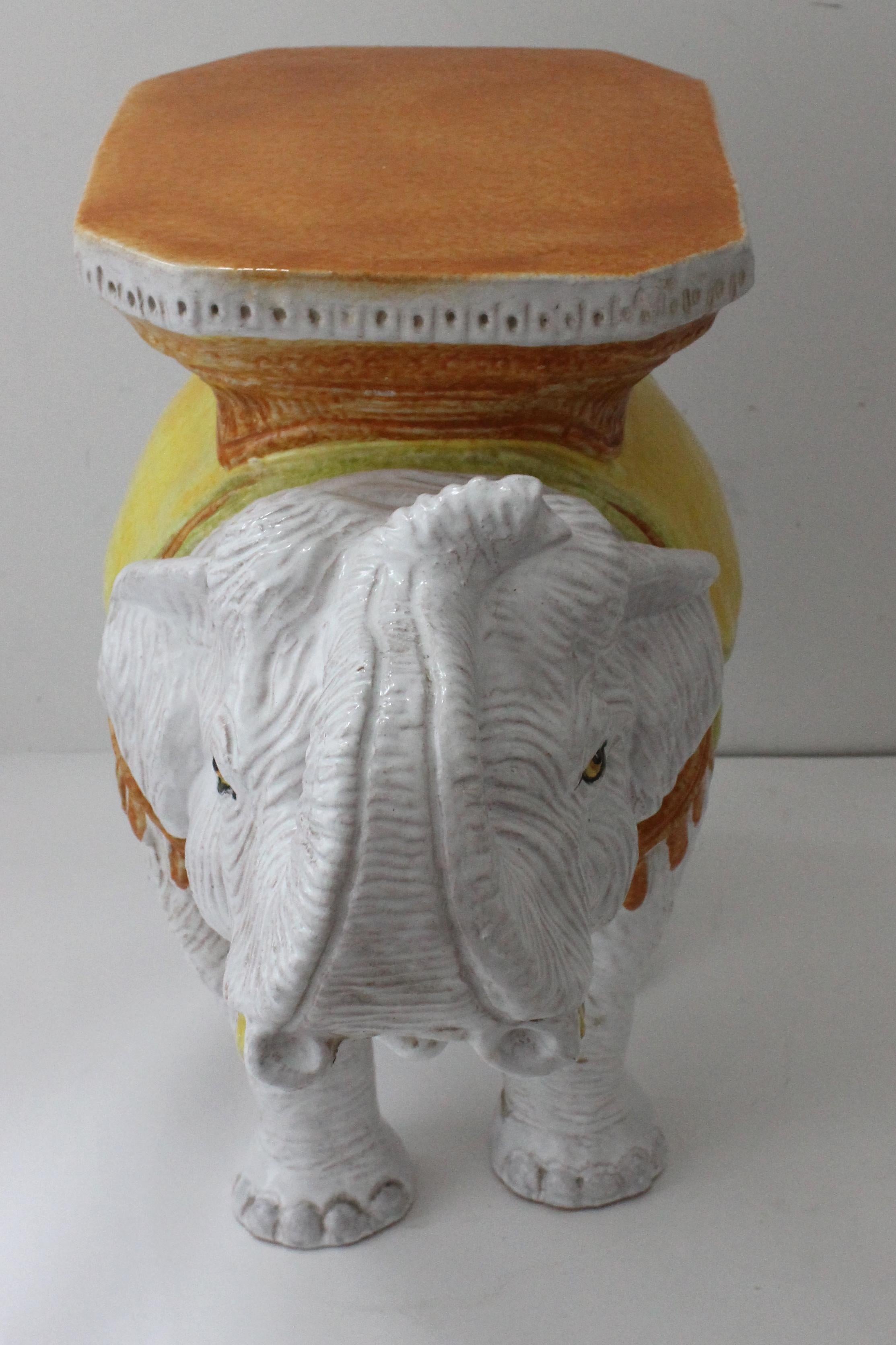 Elephant Form Terracotta Garden Stool or Drinks Table In Good Condition In West Palm Beach, FL