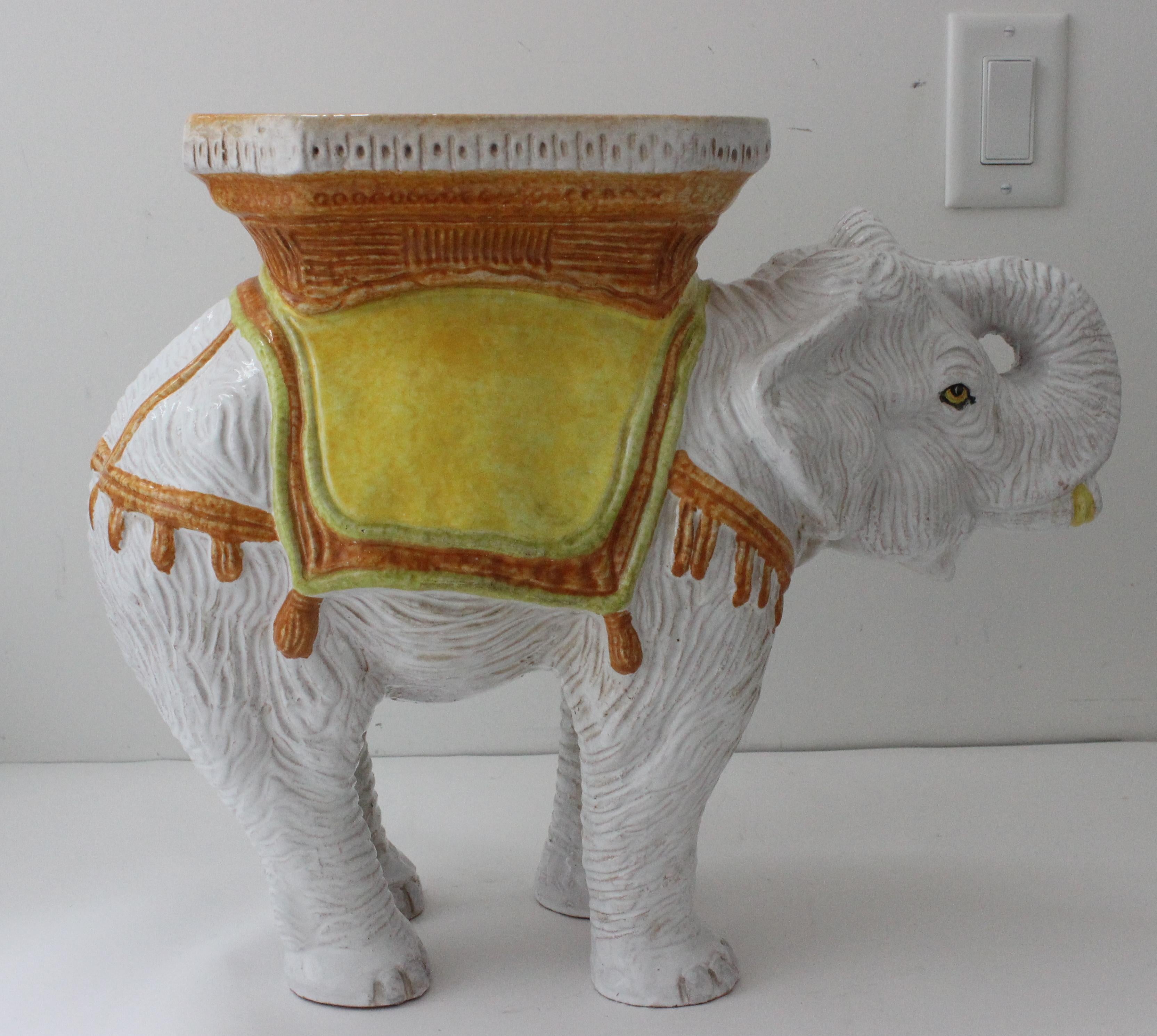 Elephant Form Terracotta Garden Stool or Drinks Table For Sale 1