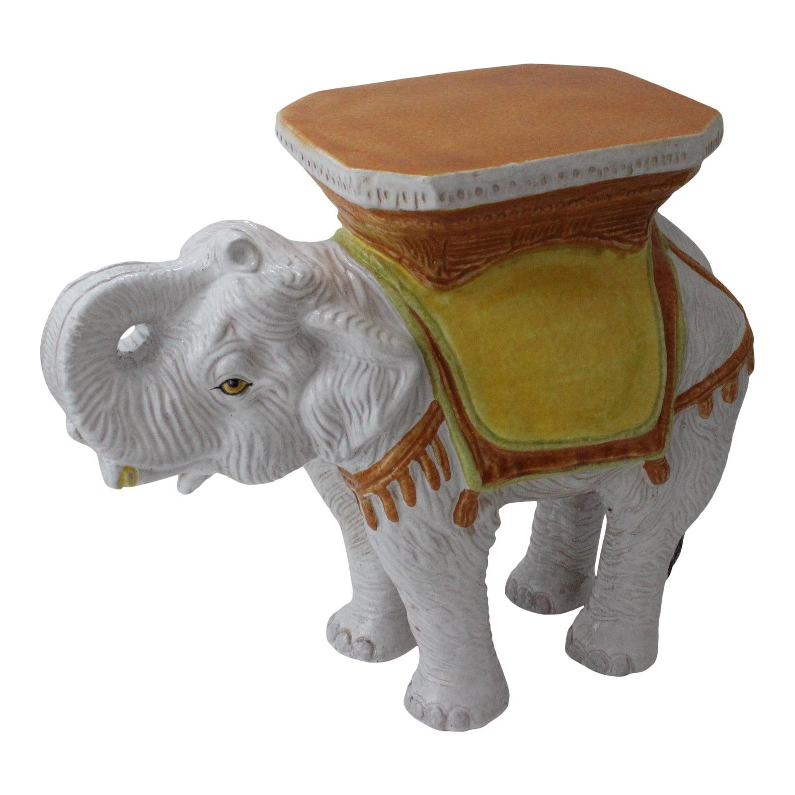 Elephant Form Terracotta Garden Stool or Drinks Table