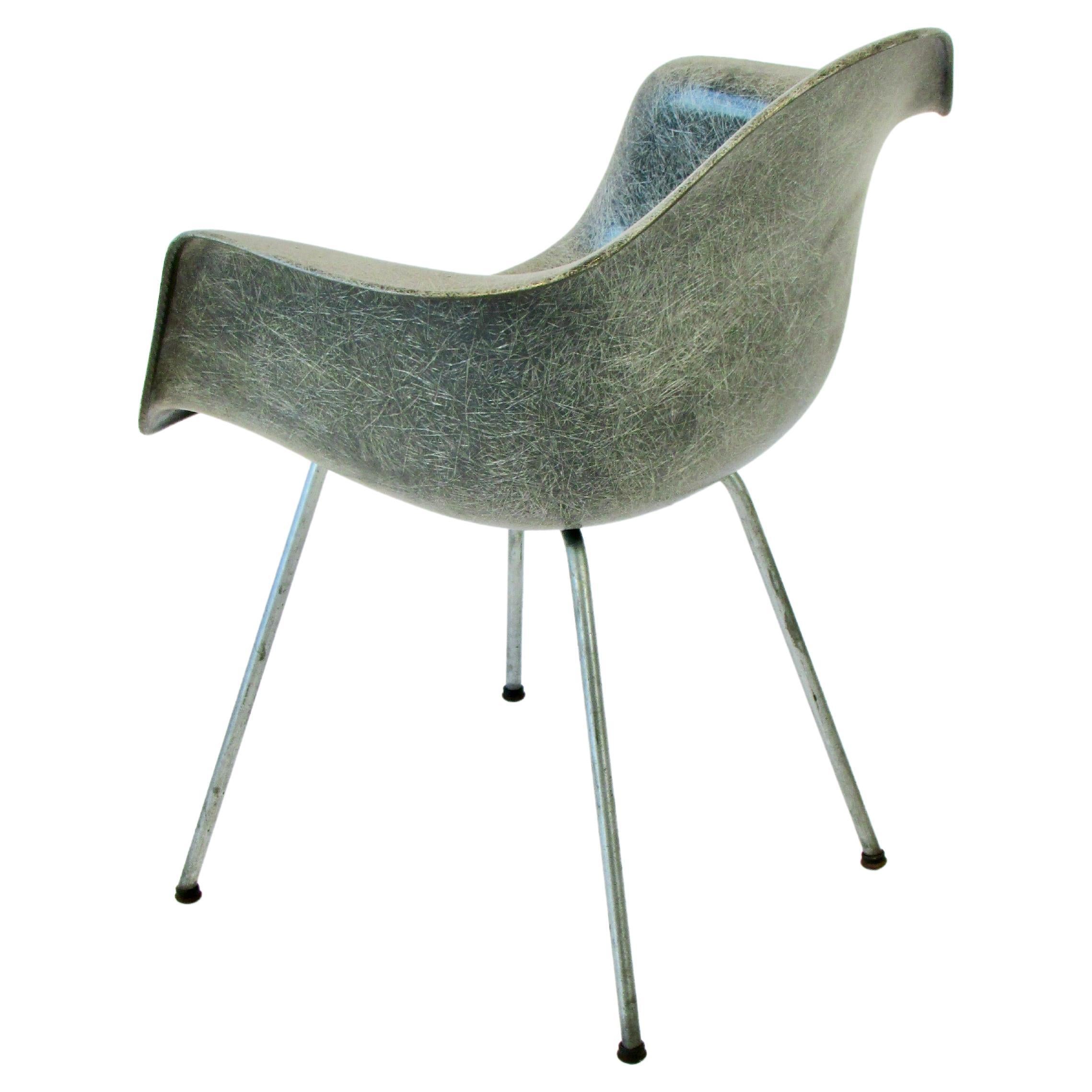 Elephant Grey Eames Zenith Herman Miller Dax Chair on Galvanized Base