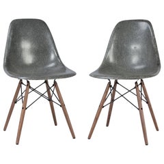 Elephant Grey Pair of '2' Herman Miller Eames DSW Side Shell Chairs