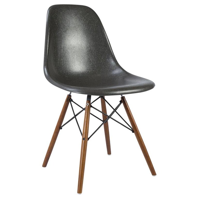 Elephant Grey Vitra Eames DSW Fiberglass Dining Side Shell  Elephant Grey Vitra Eames DSW Fiberglass Dining Side Shell