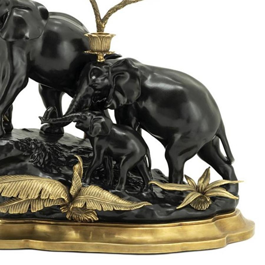 Elephant Group Black Candleholder In New Condition For Sale In Paris, FR