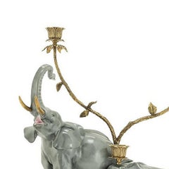 Elephant Group Grey Candleholder