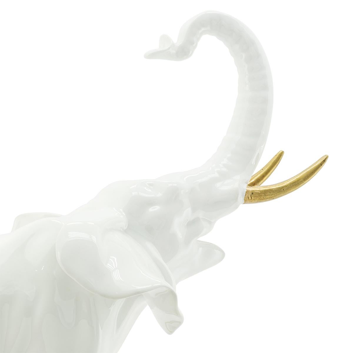 Brass Elephant Group White Candleholder For Sale