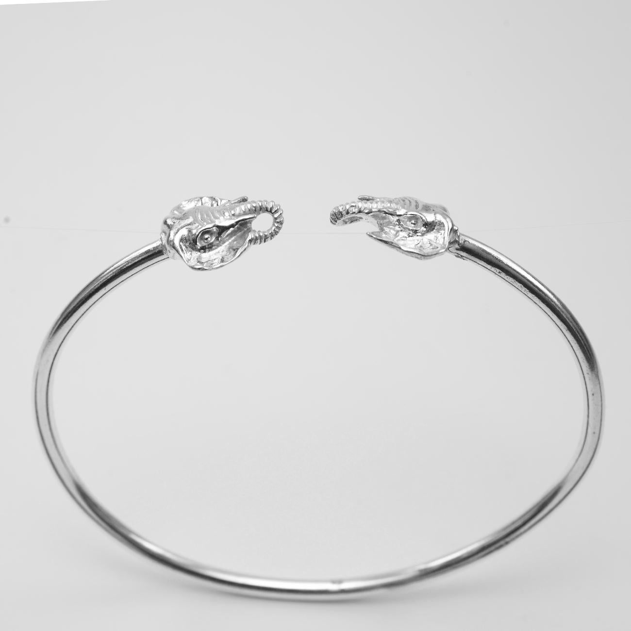 Contemporary Elephant Head Bangle in Sterling Silver For Sale