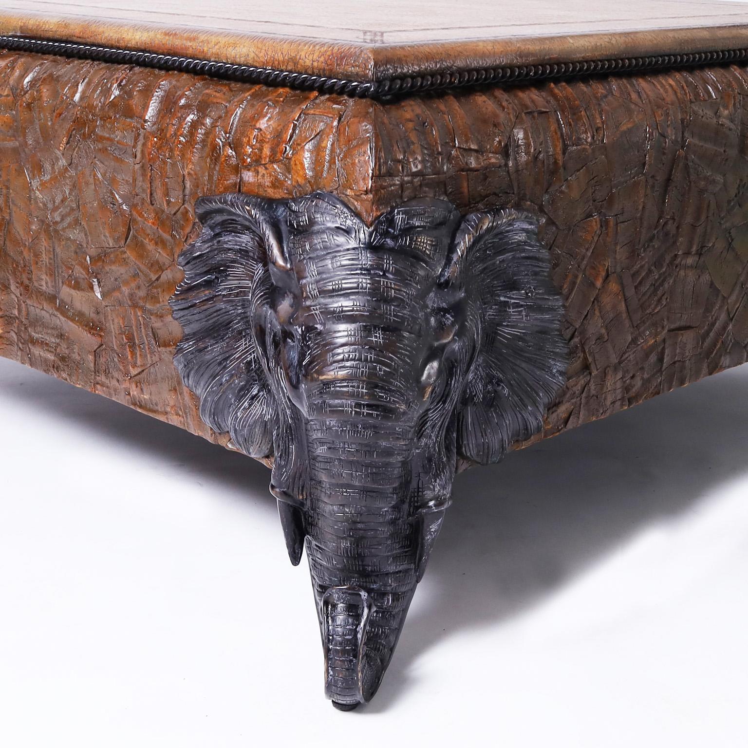 Leather Elephant Head Coffee Table