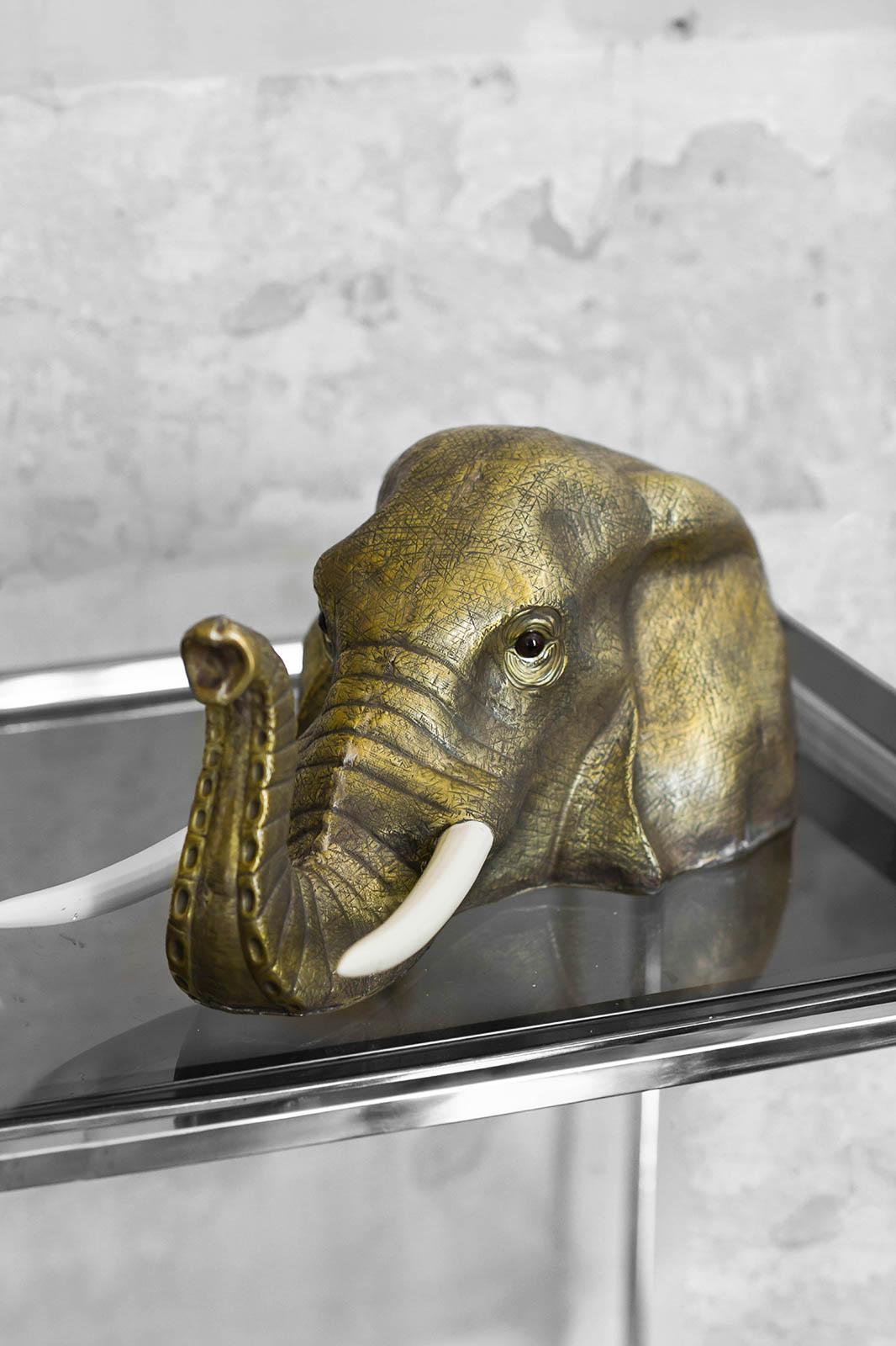 Italiano Testa di elefante in ottone realizzata a mano, Edizioni Molto in vendita
