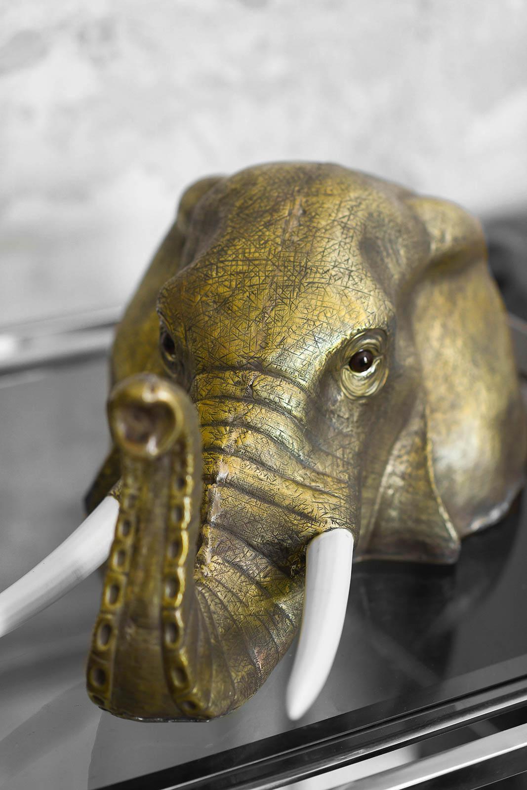 Testa di elefante in ottone realizzata a mano, Edizioni Molto In condizioni Nuovo in vendita a Roma, RM