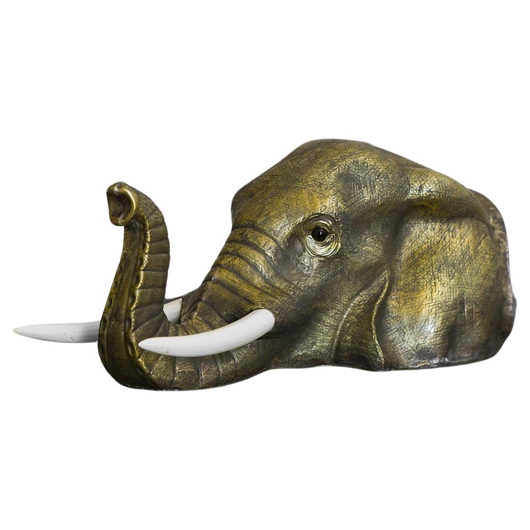 Handcrafted Brass Elephant Head, Edizioni Molto