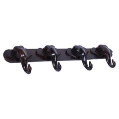 Elephant Head Rosewood Wall Hook Coat or Hat Rack