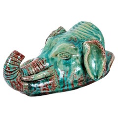Elephant Head to Hang, Glazed Ceramic, Period: 19th Century Late Qing Dynasty