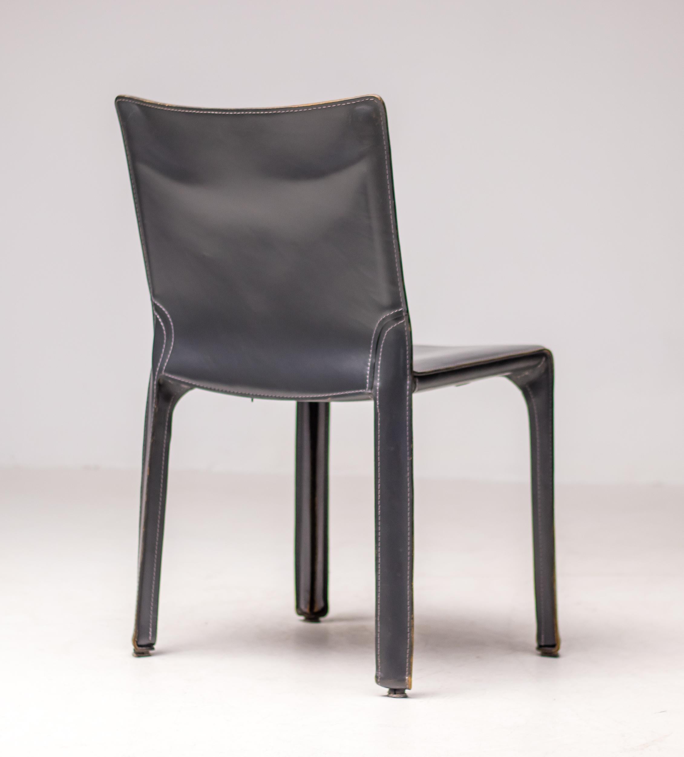 Sedia da pranzo Elephant Hide Grey Cab di Mario Bellini per Cassina In condizioni buone in vendita a Dronten, NL