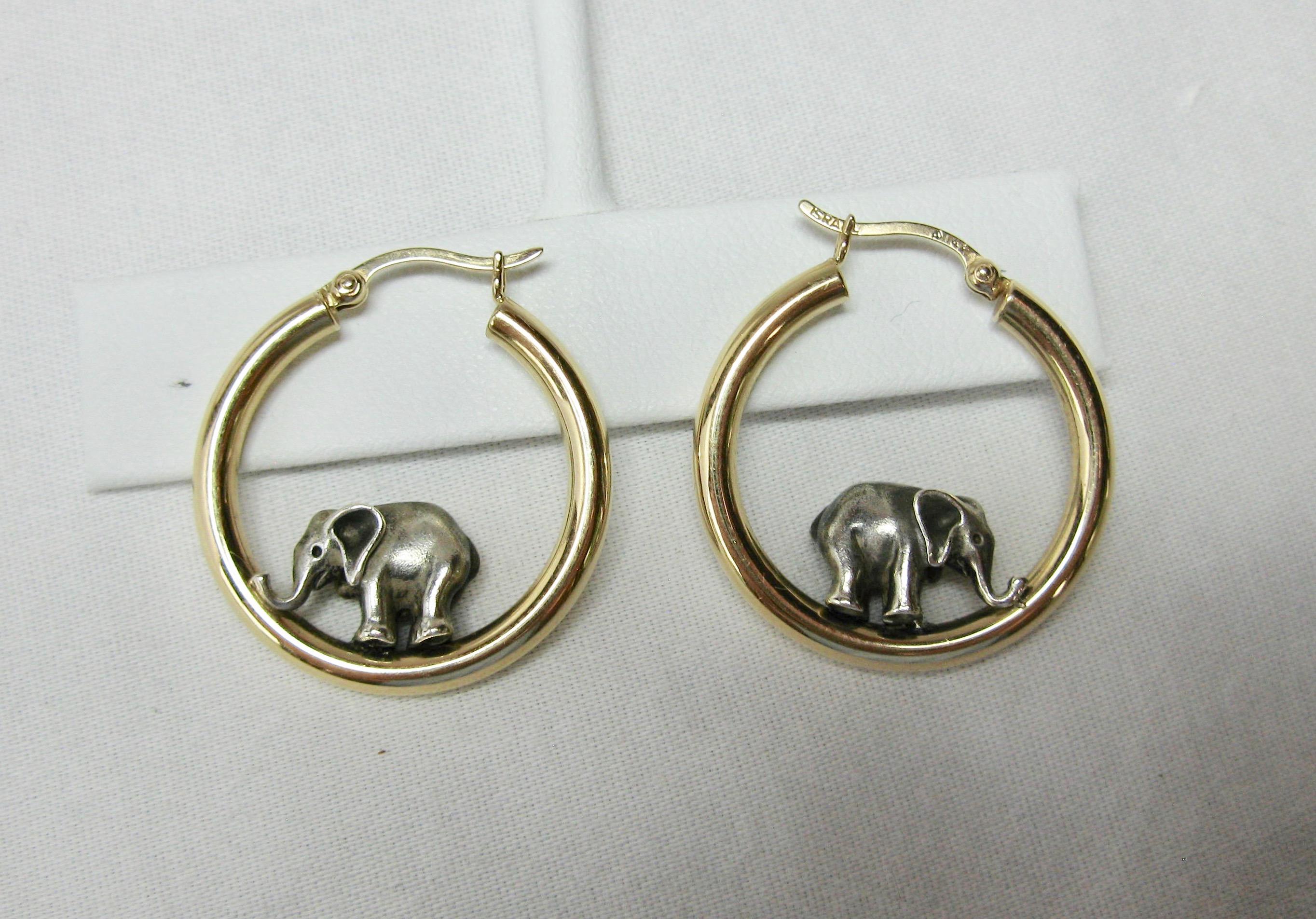 elephant earrings hoops