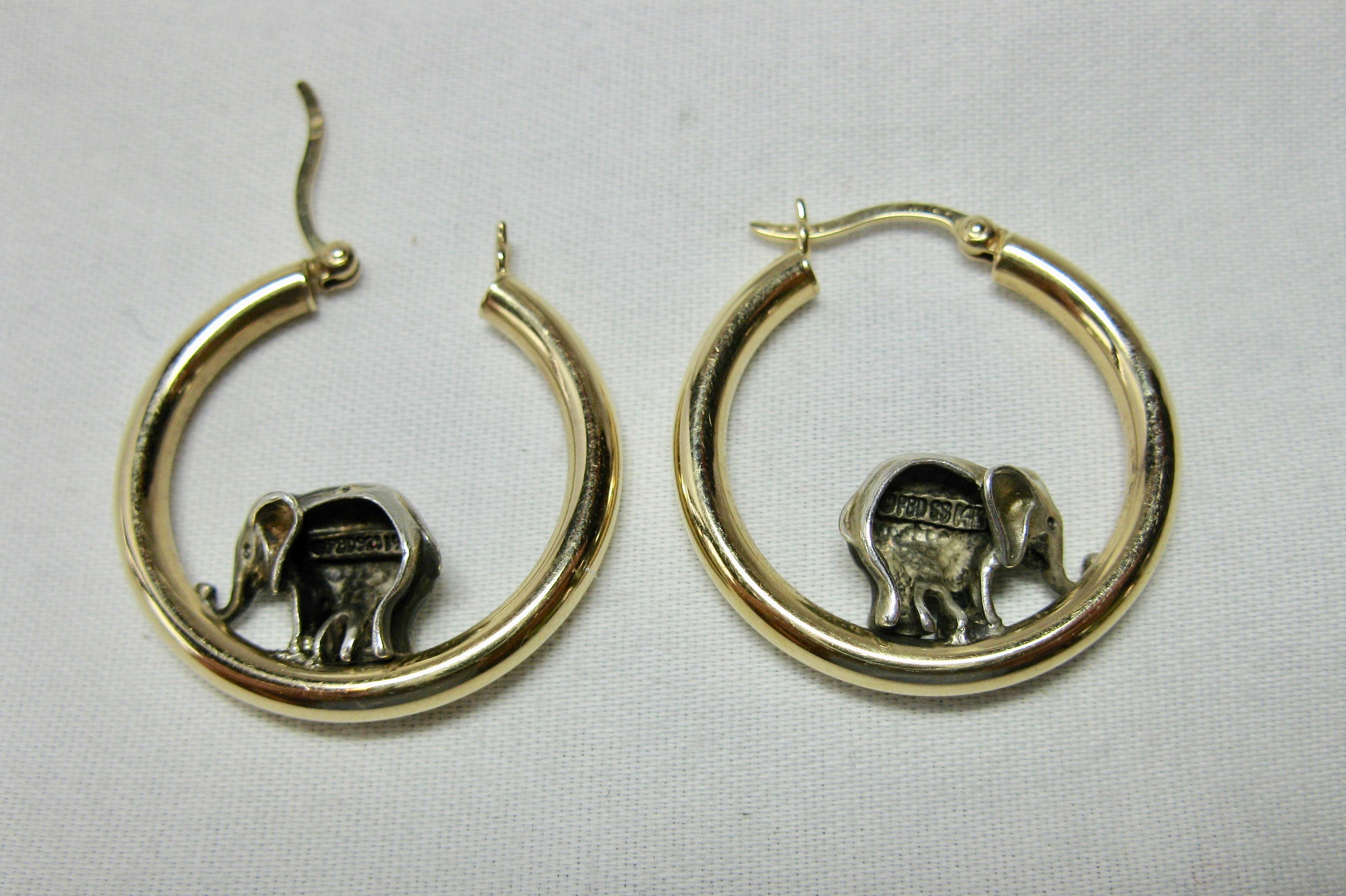14k gold elephant earrings