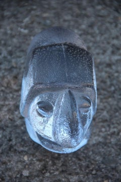 Elephant in Beaten Glass and Graven 1960s Transparent Glass Signed