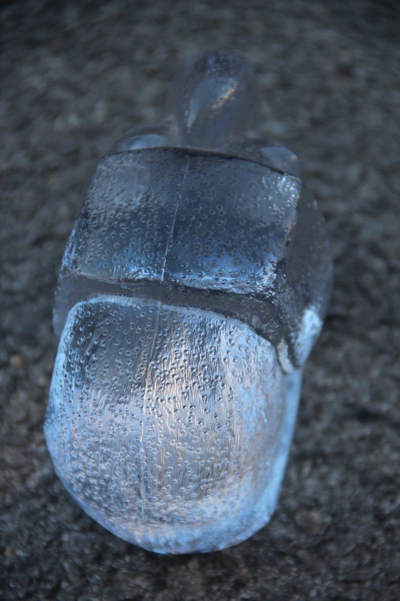 Elephant in Beaten Glass and Graven 1960s Transparent Glass Signed In Good Condition For Sale In Palermo, Sicily