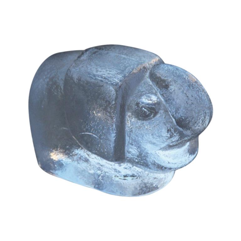 Elefante in vetro battuto e inciso 1960s Vetro trasparente firmato in vendita