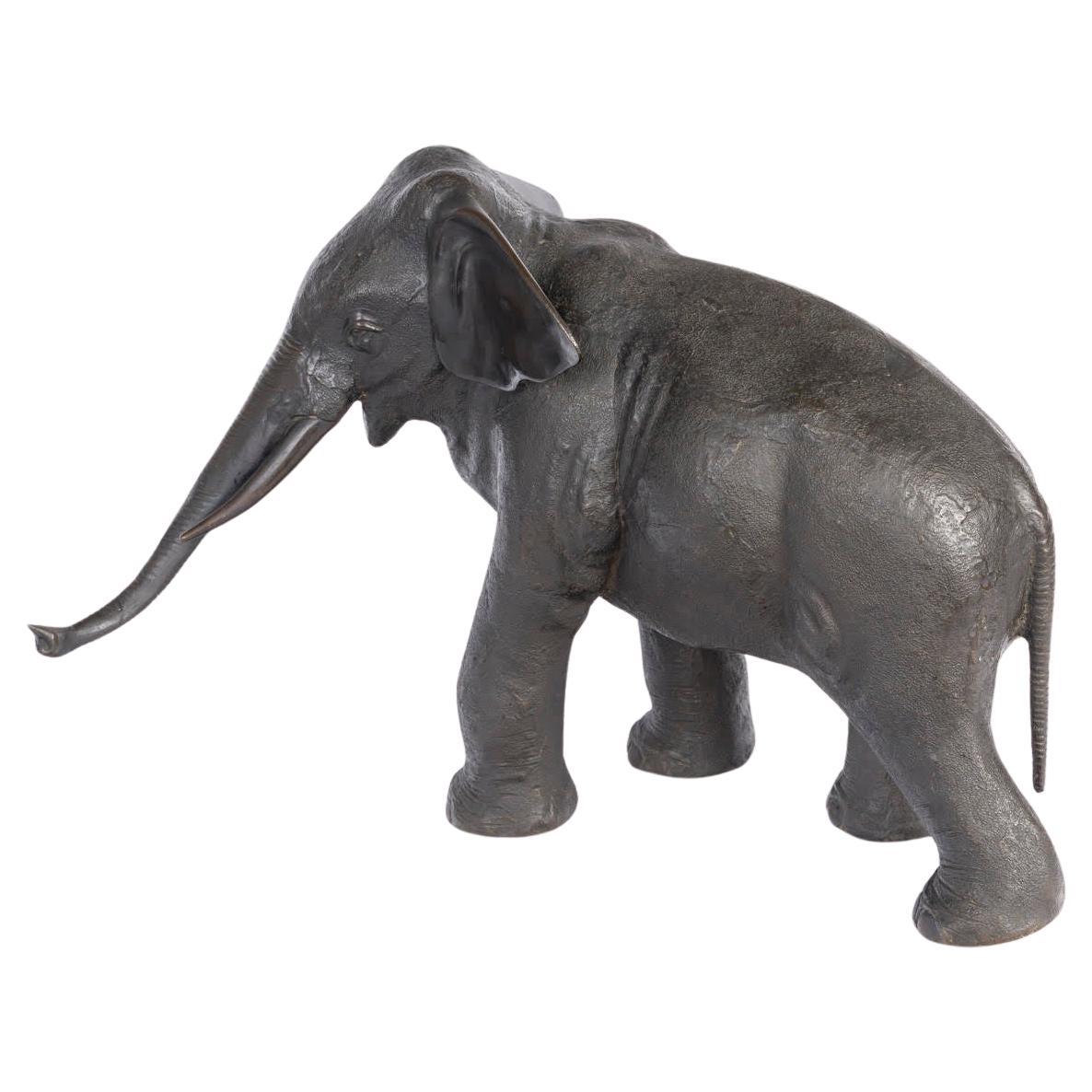 Elephant in Metal with Bronze Patina, 20th Century. For Sale