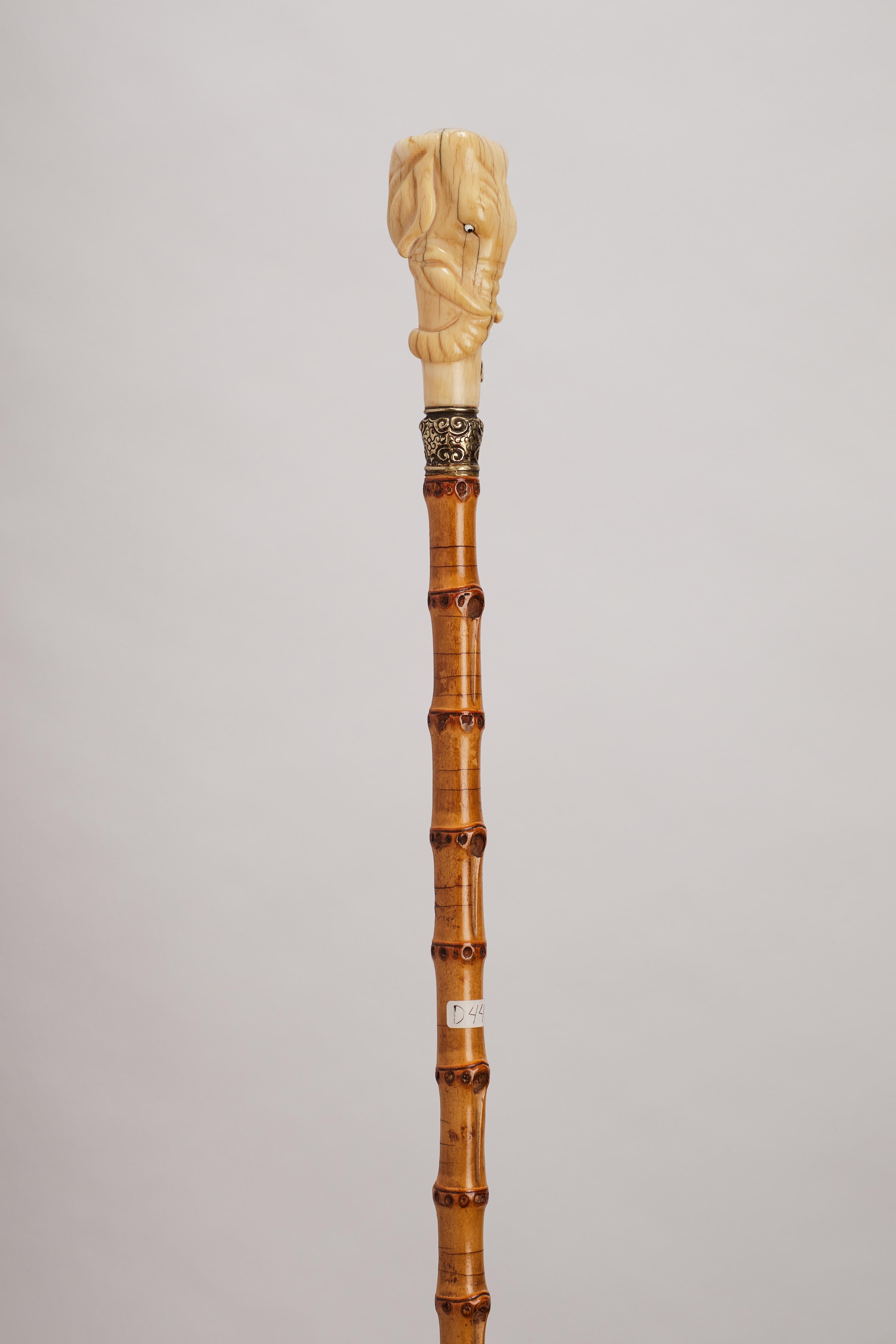 Elephant ivory head’s handle walking stick, UK 1880.  For Sale 1