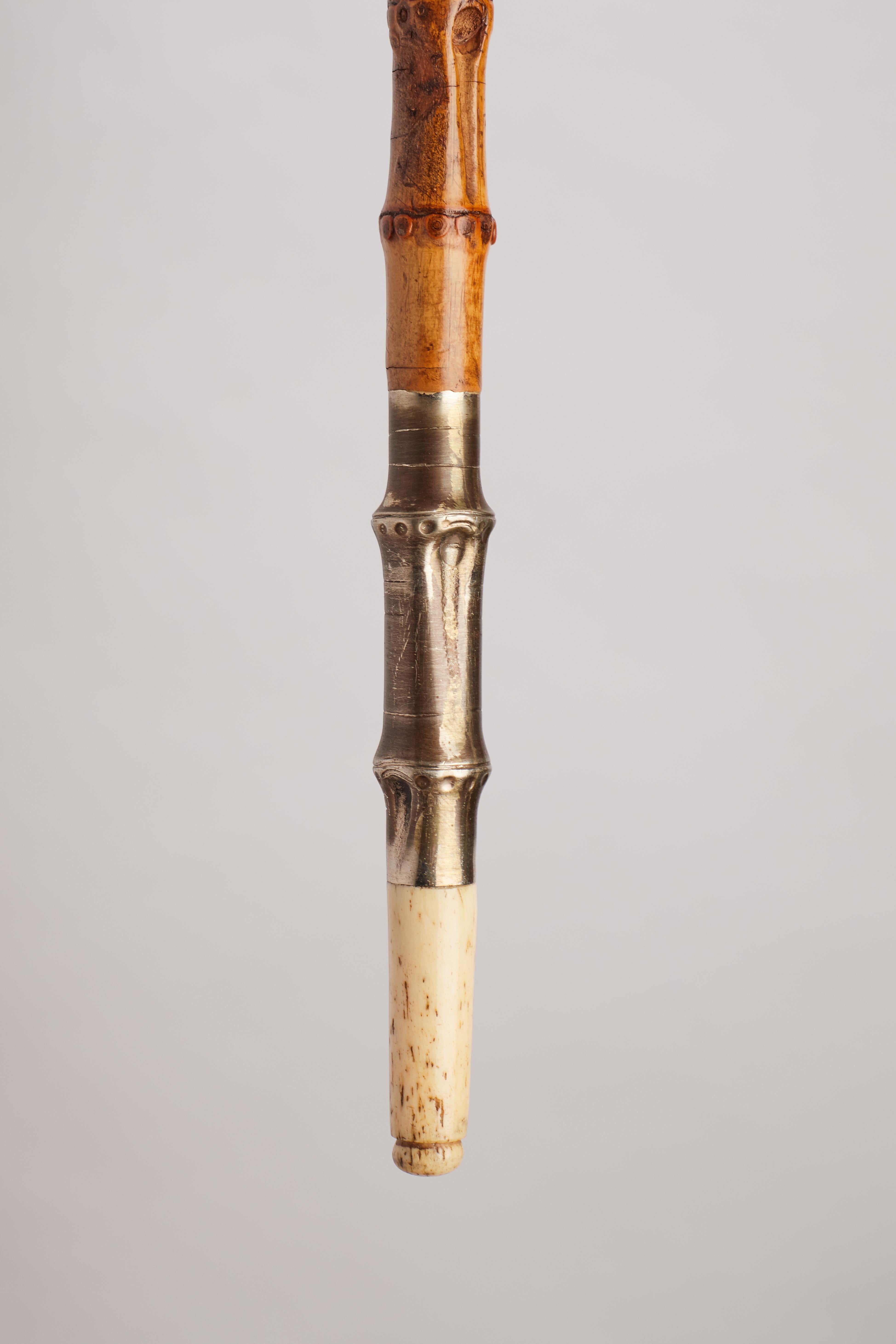 Elephant ivory head’s handle walking stick, UK 1880.  For Sale 2