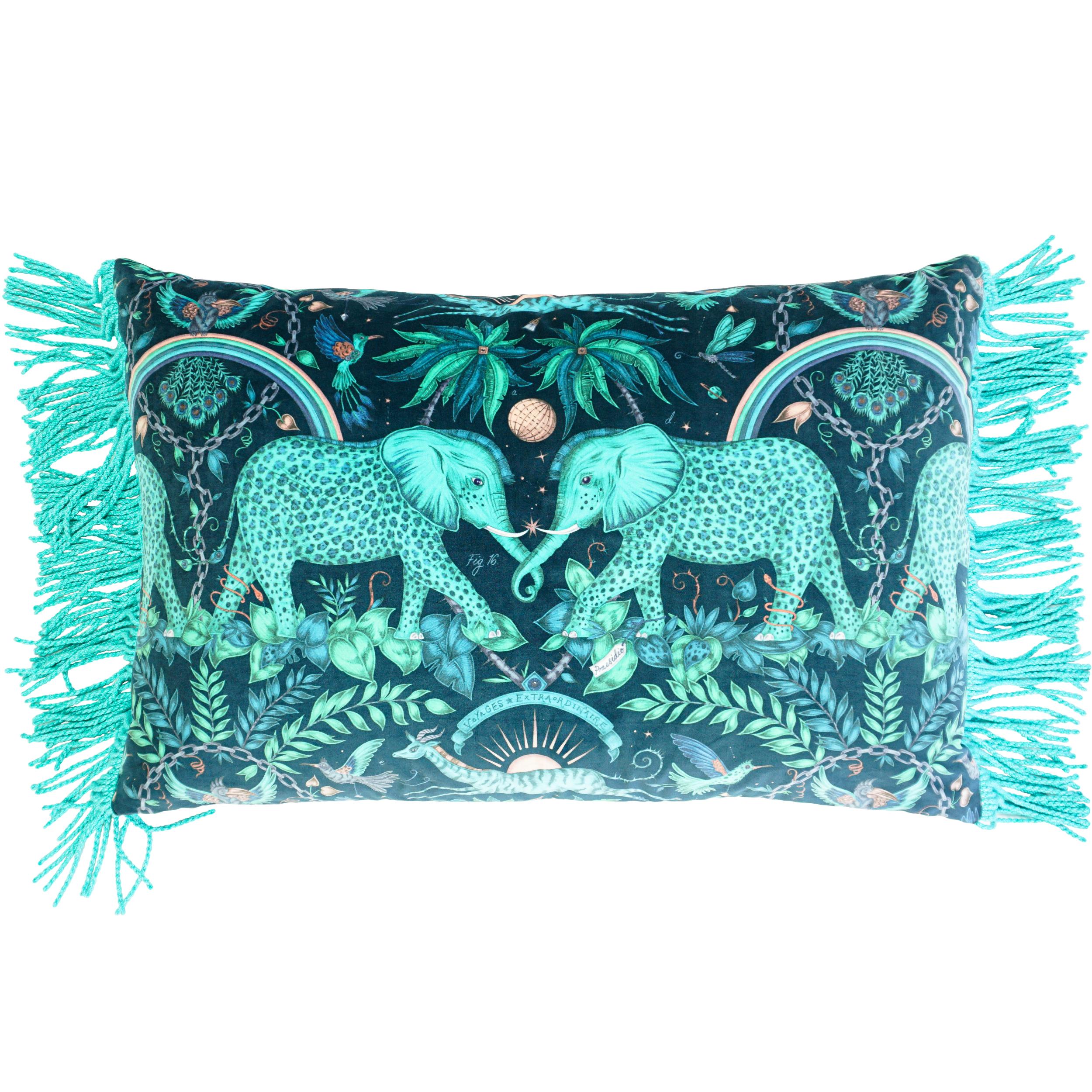 Elephant Leopard Oversized Velvet Pillow with Bullion Trim For Sale 12
