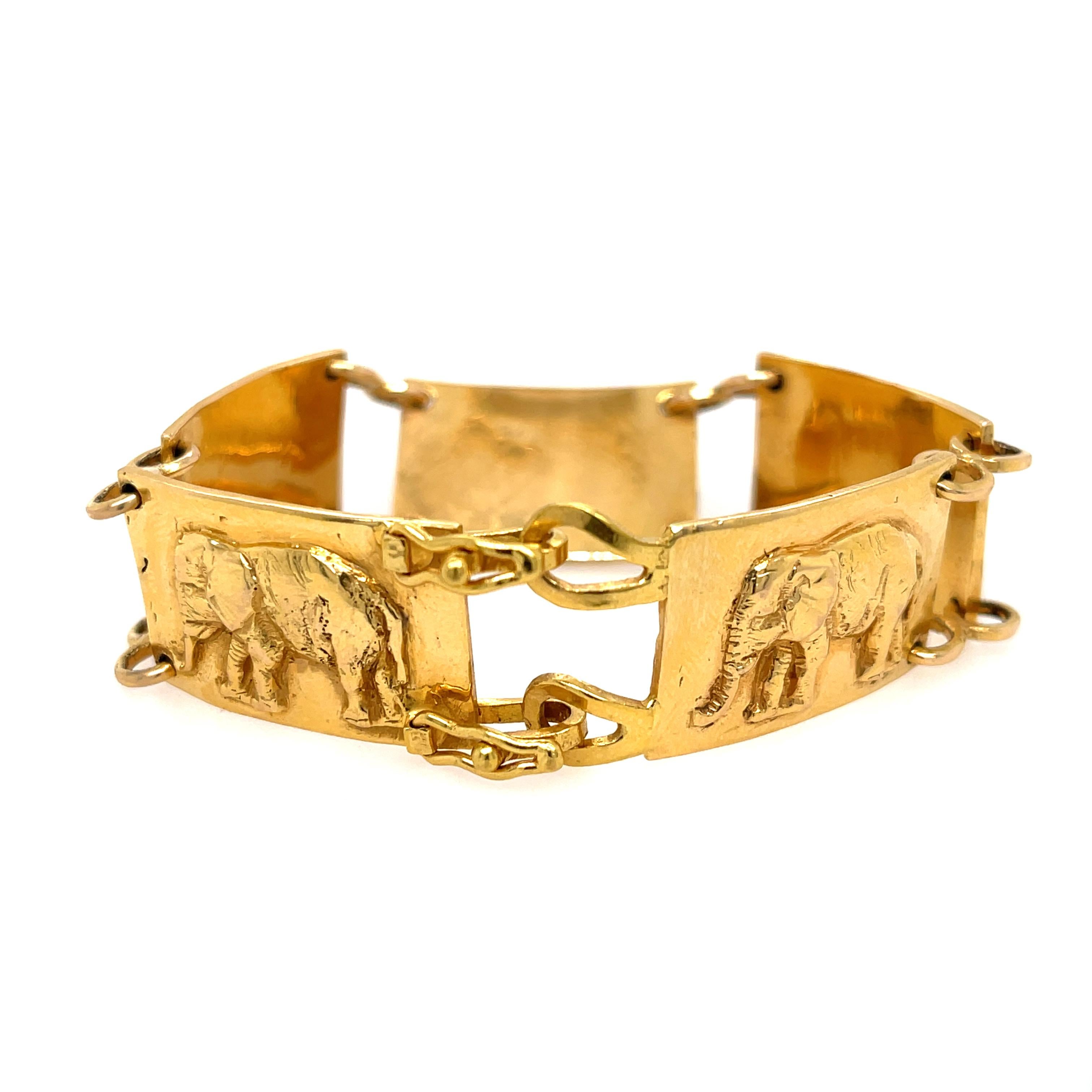Elefanten-Gliederarmband 21k Gelbgold (Zeitgenössisch)