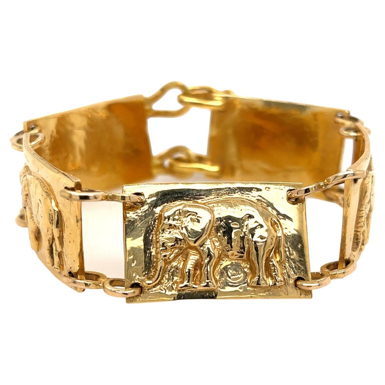 Elephant Link Bracelet 21k Yellow Gold For Sale at 1stDibs