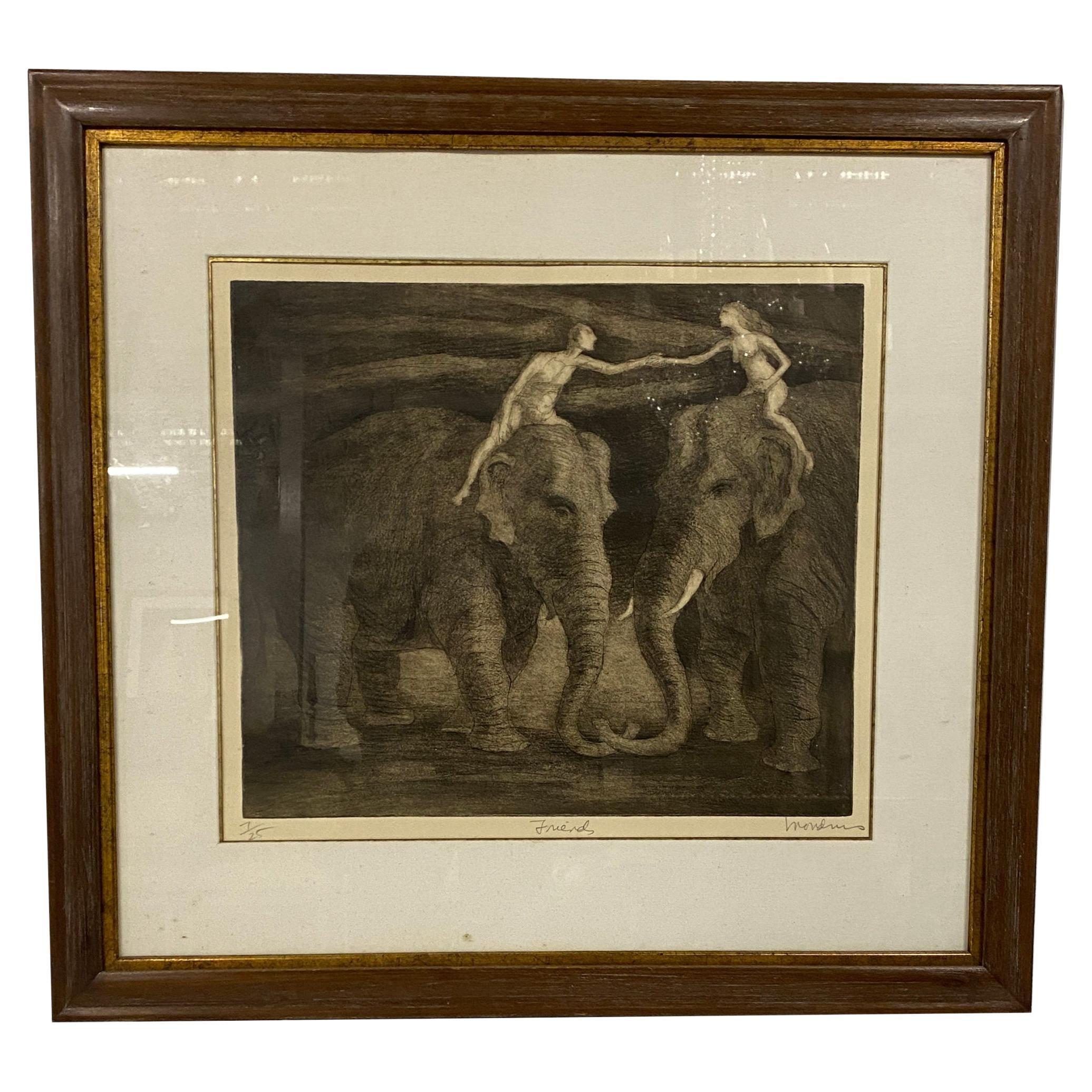 Lithographie de l'éléphant en vente