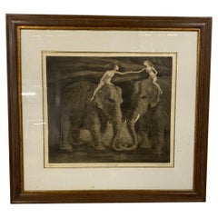 Vintage Elephant Lithograph