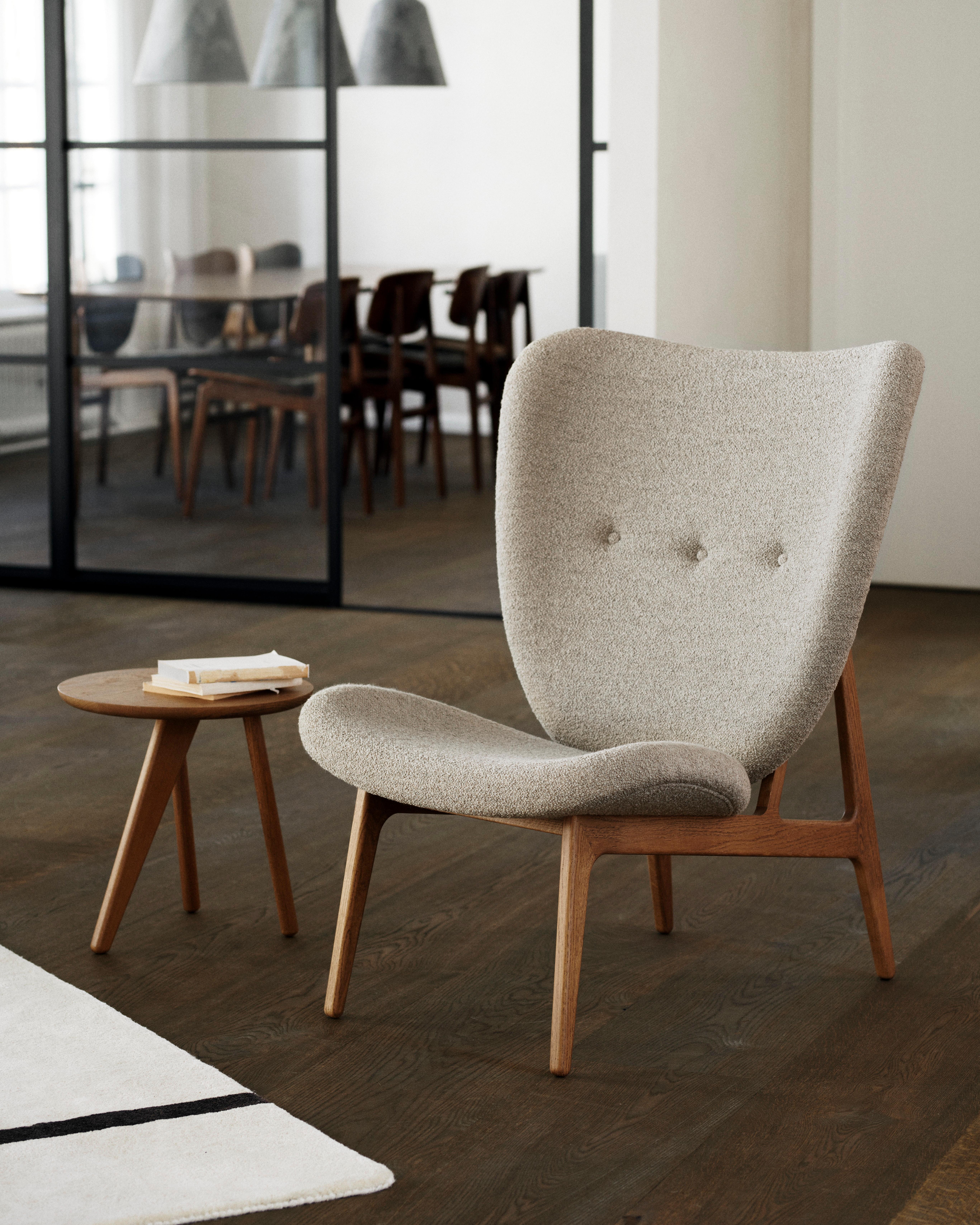 'Elephant' Lounge Chair by Norr11, Natural Oak, Barnum Bouclé, Sand For Sale 4