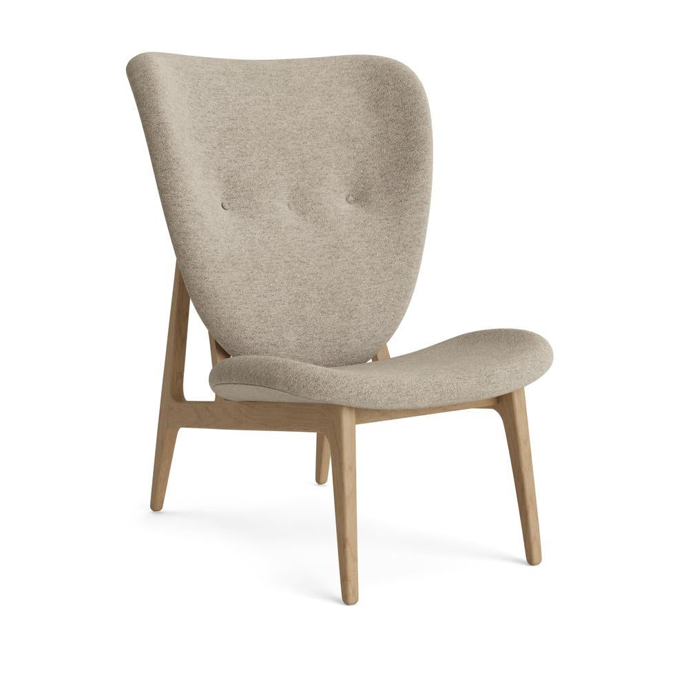 Scandinavian Modern 'Elephant' Lounge Chair by Norr11, Natural Oak, Barnum Bouclé, Sand For Sale