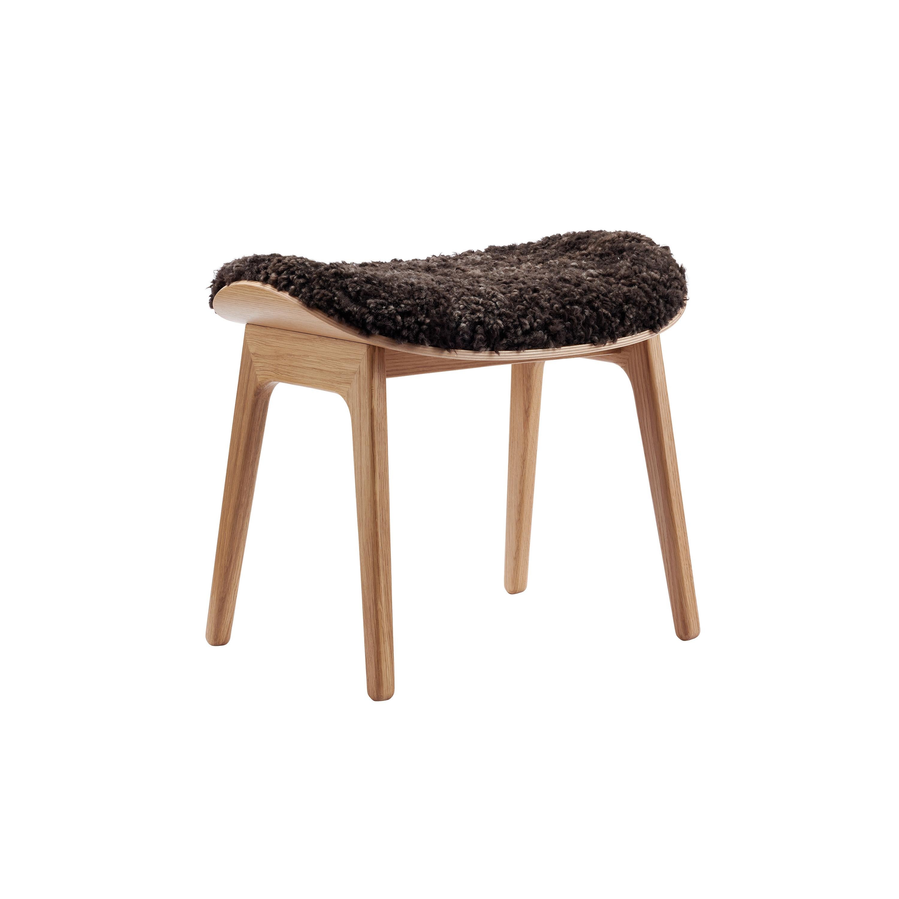 Danish 'Elephant' Lounge Chair + Stool, Natural Oak, Sheepskin Set by Norr11 For Sale