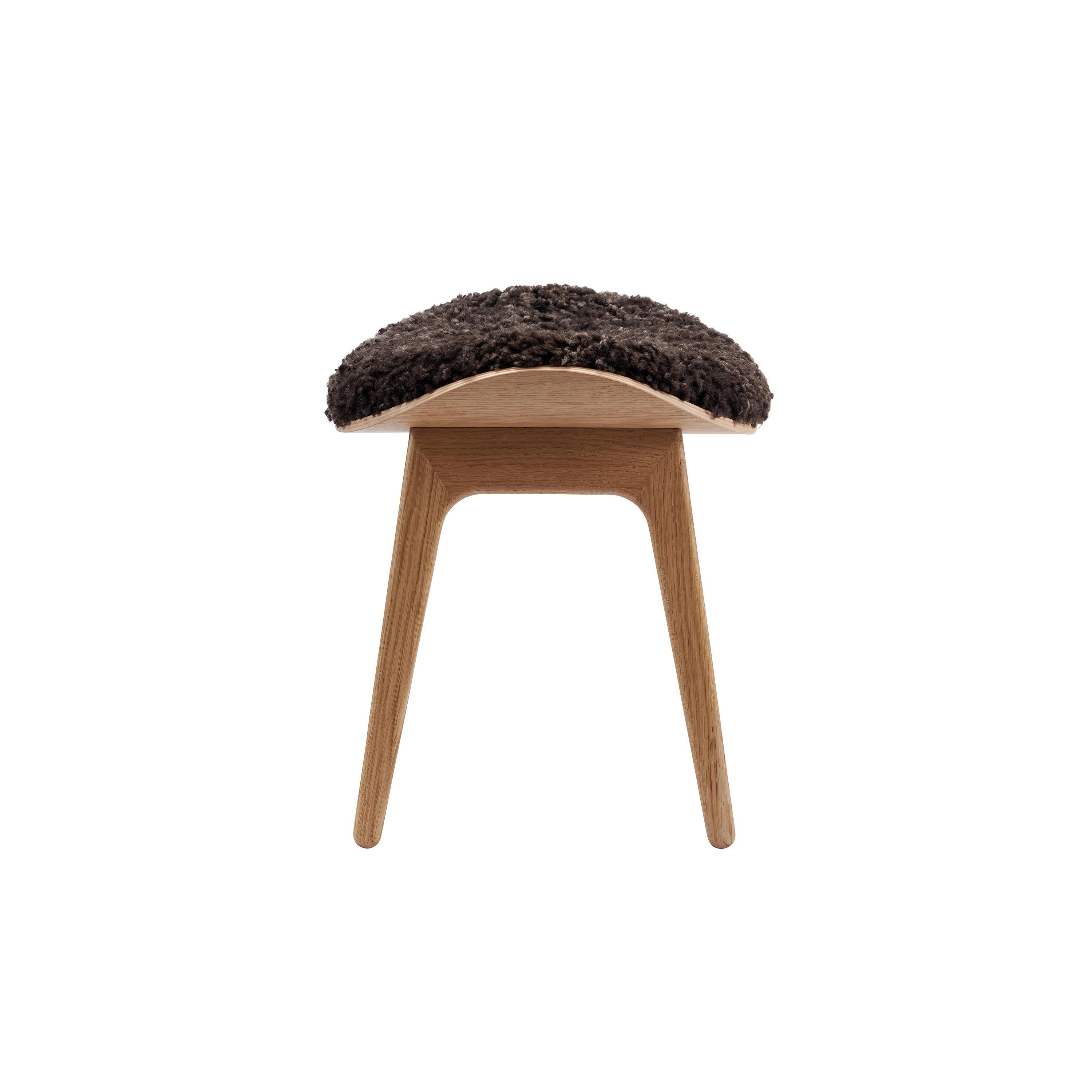 Contemporary 'Elephant' Lounge Chair + Stool, Natural Oak, Sheepskin Set by Norr11 For Sale
