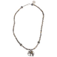 Elephant Love Labradorite Sterling Silver Elephant Necklace