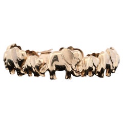 Bracciale Elefante Madre e Bambino in Oro 14K Vintage