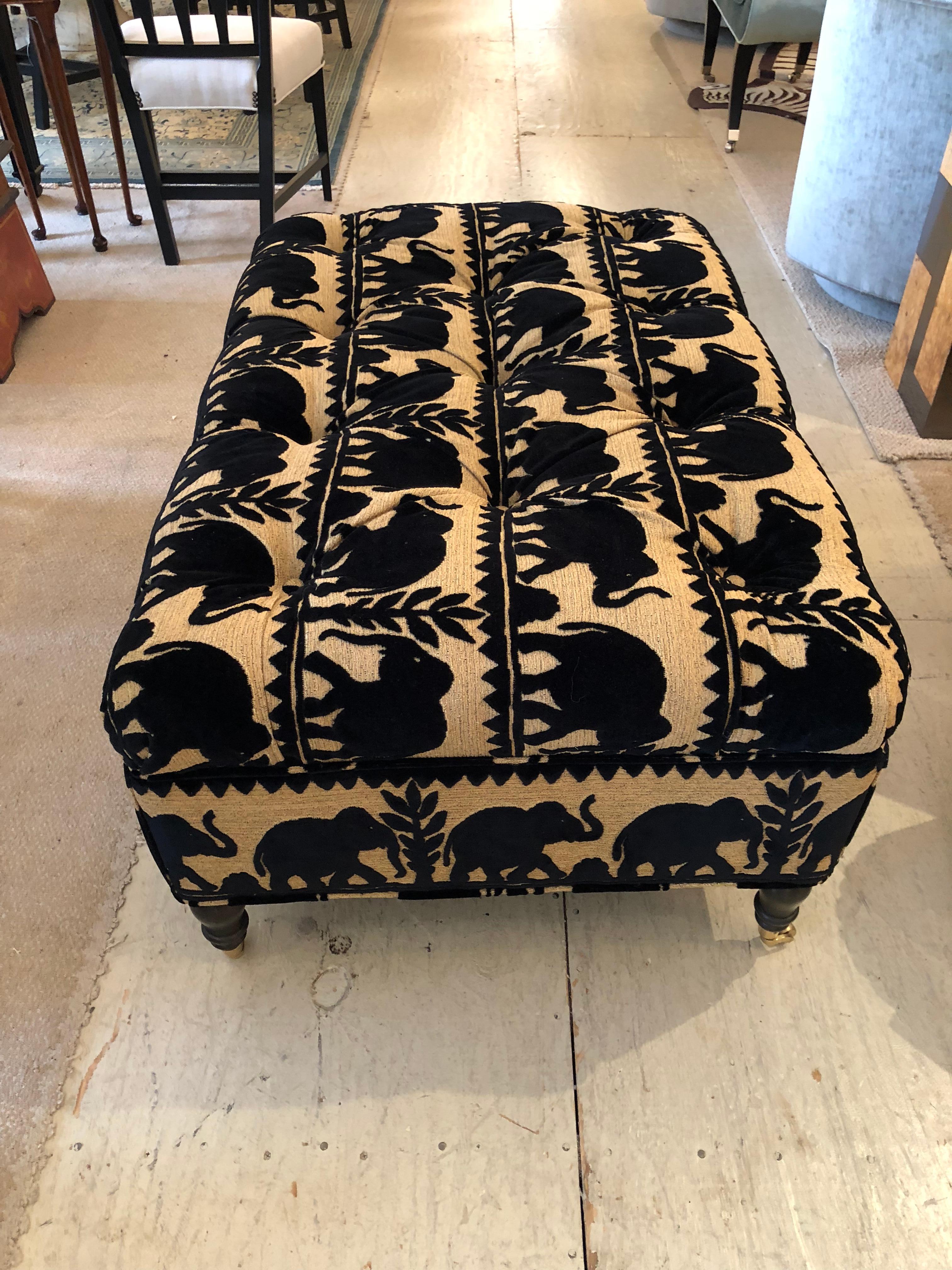 Elephant Motif Tufted Ottoman 5