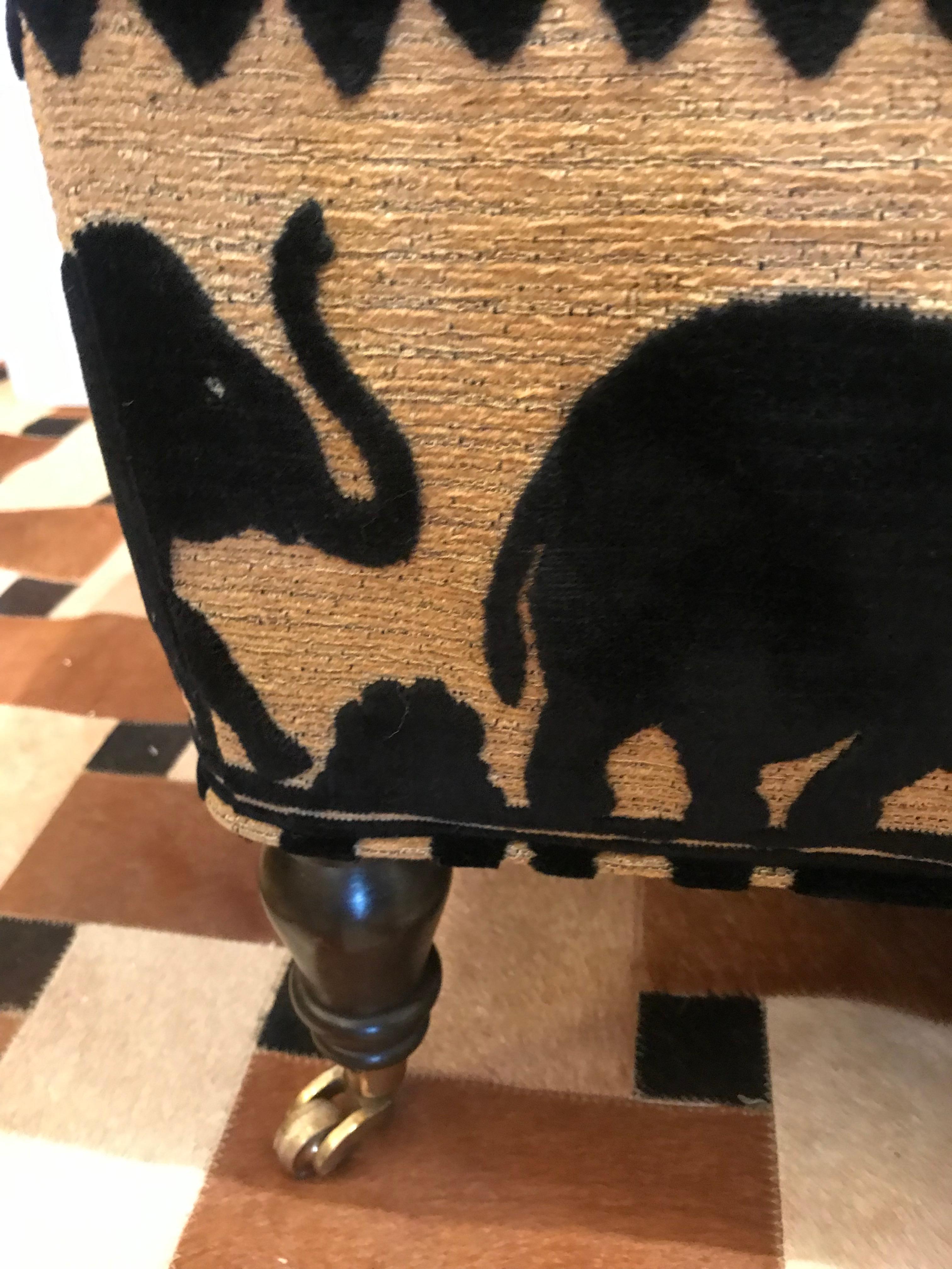 Upholstery Elephant Motif Tufted Ottoman