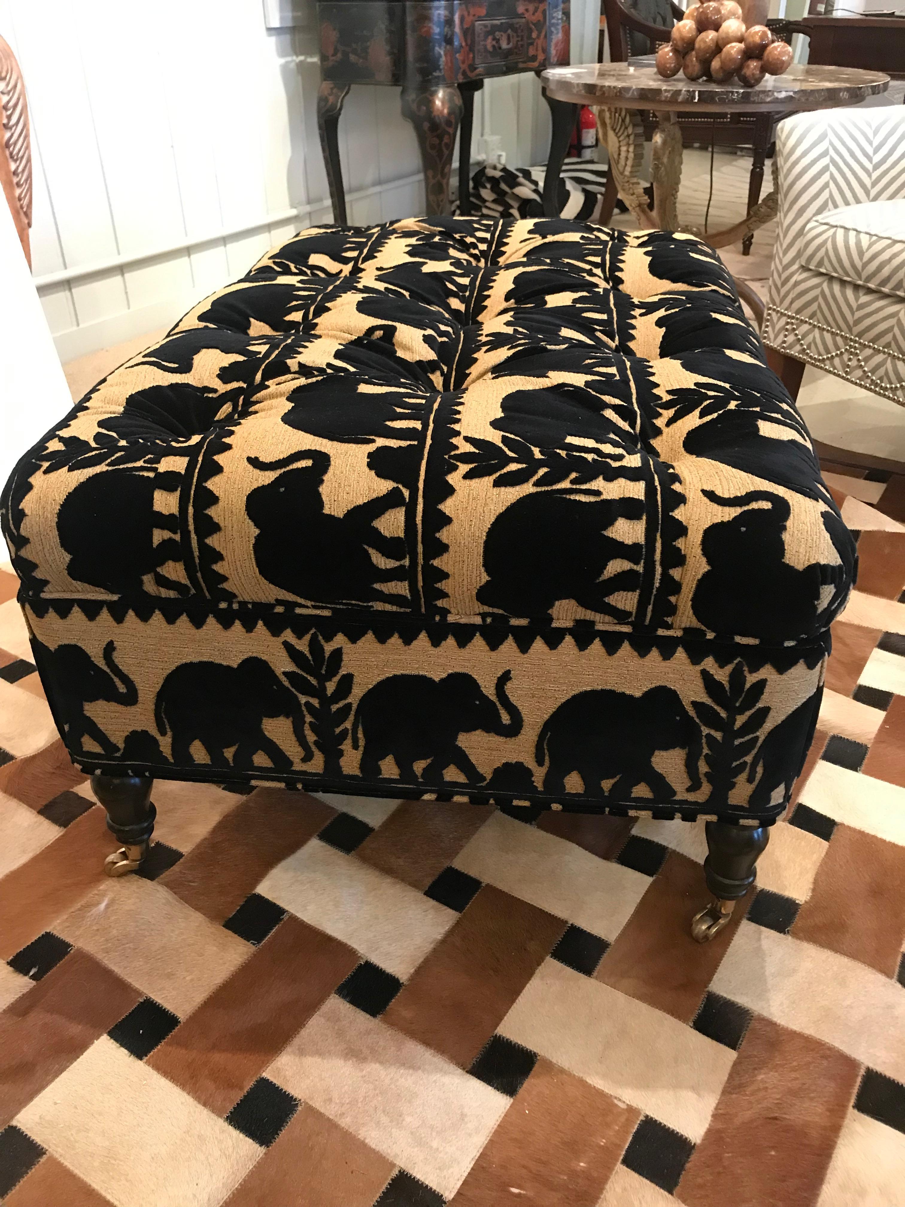 Elephant Motif Tufted Ottoman 3