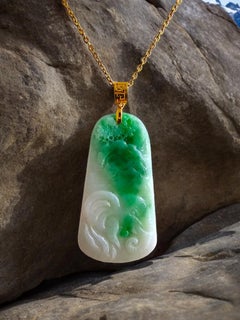 Elephant of Africa Burmese A-Jade Pendant (with 18K Yellow Gold)