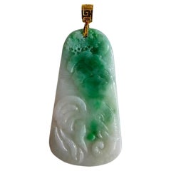 Elephant of Africa Burmese A-Jade Pendant (with 18K Yellow Gold)