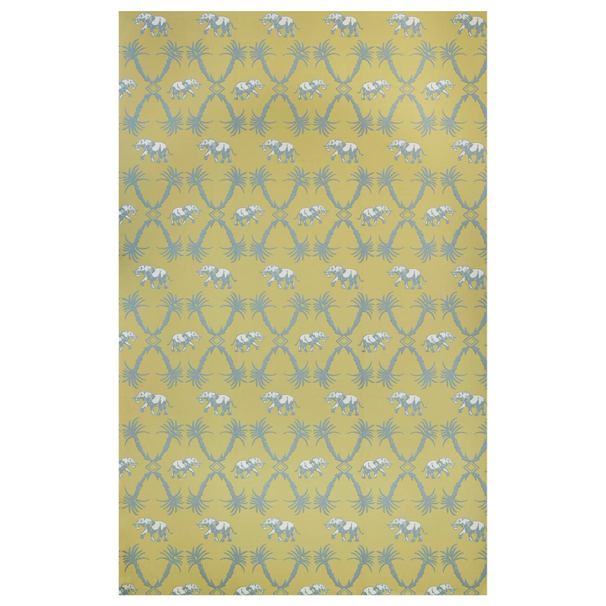 'Elephant Palm' Contemporary, Traditional Wallpaper in Ochre/Blue For Sale