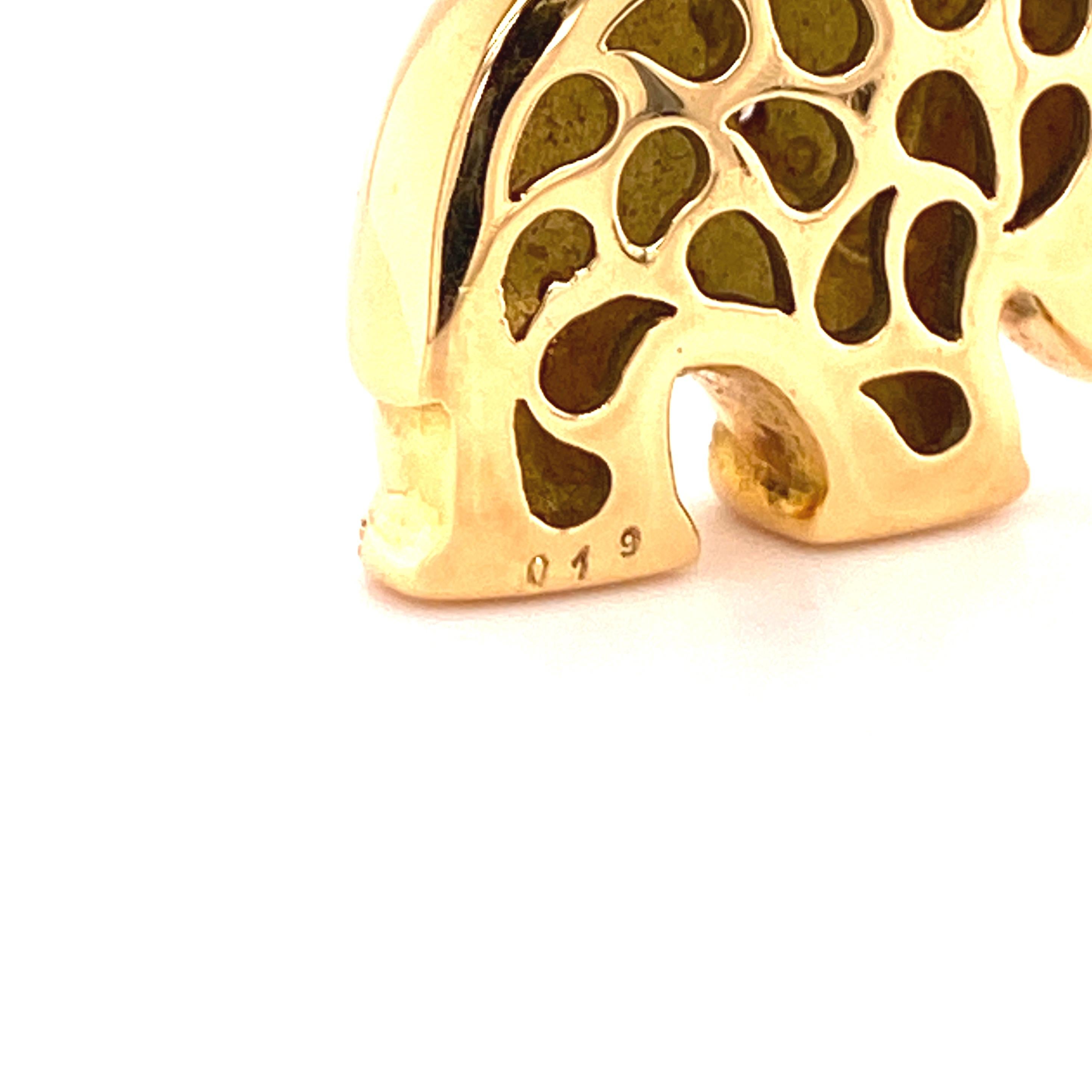 Women's or Men's Elephant Pendant in 18 Karat Yellow Gold with Diamonds
